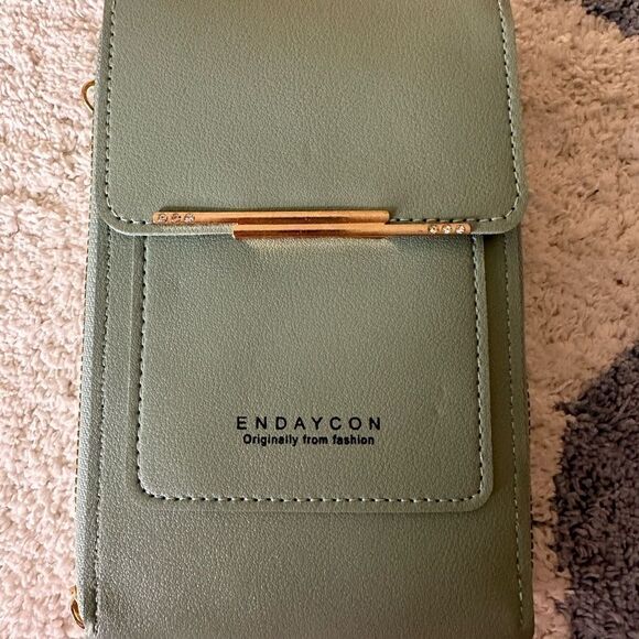 Synthetic Leather Shoulder Bag, Telephone Wallet Cross Bag(Green) - Picture 7 of 14